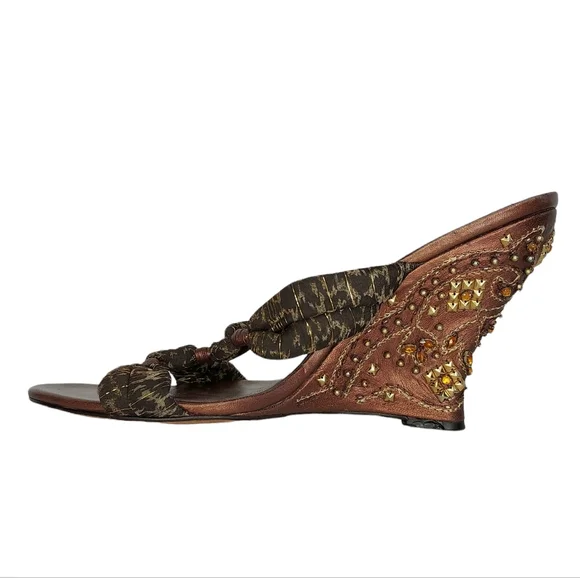 ColeHaan Embellished Wedge Sandals Size 10 - Picture 12 of 16